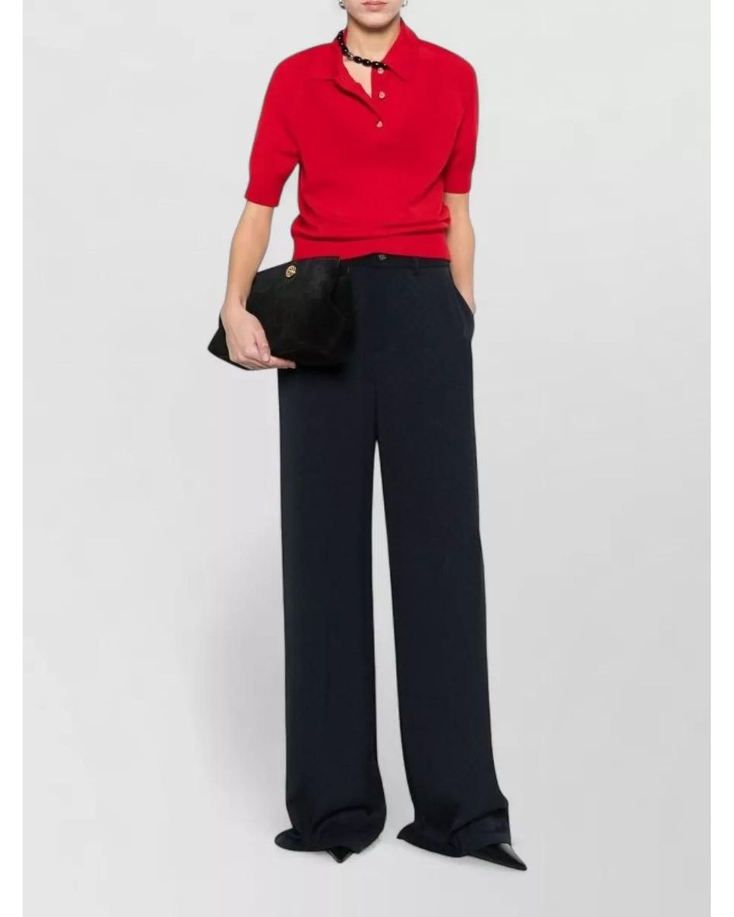 Gucci Blue Silk Blend Diamond-Jacquard Wide-Leg Trousers