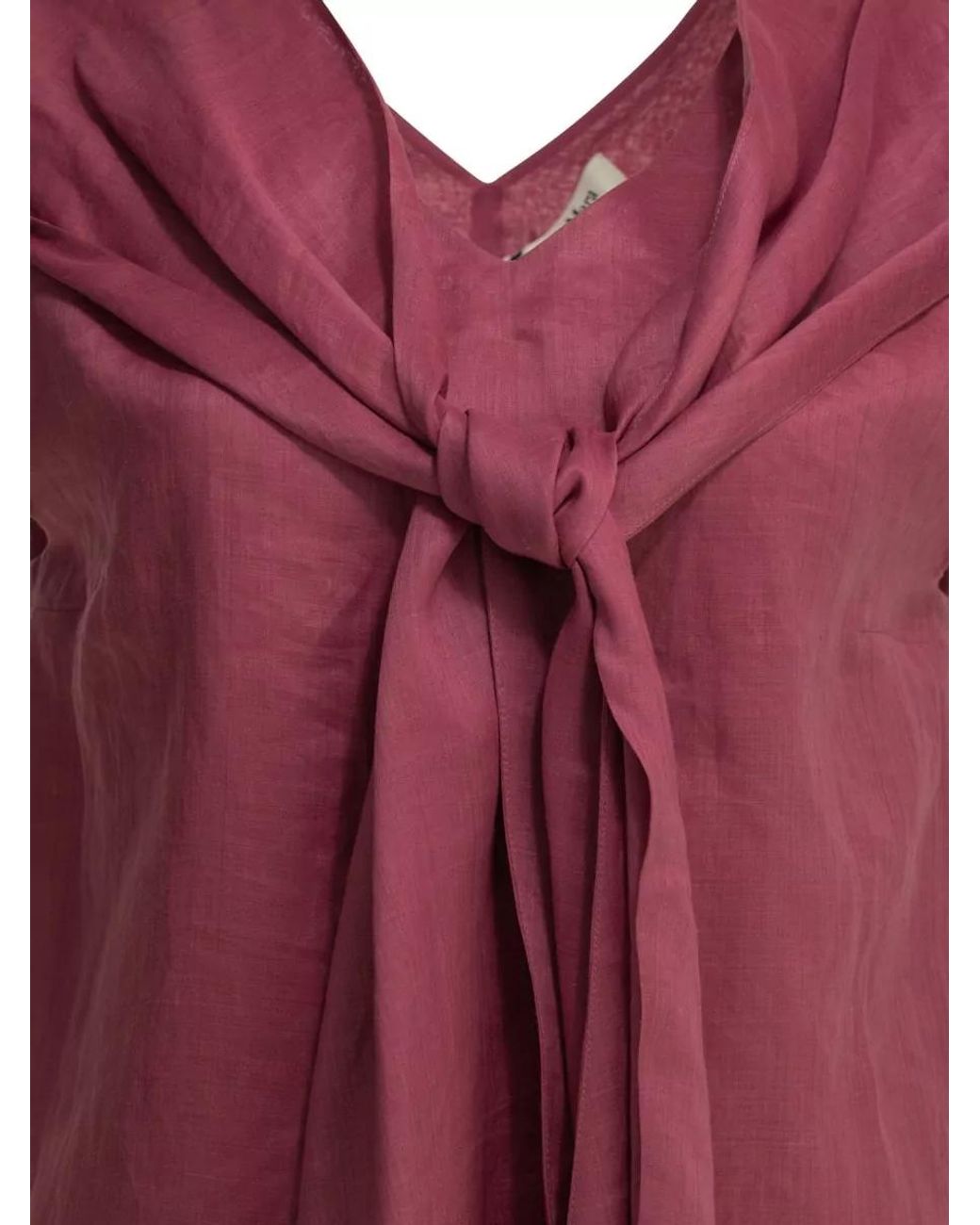 Max Mara Red Draped Ramie Blouse
