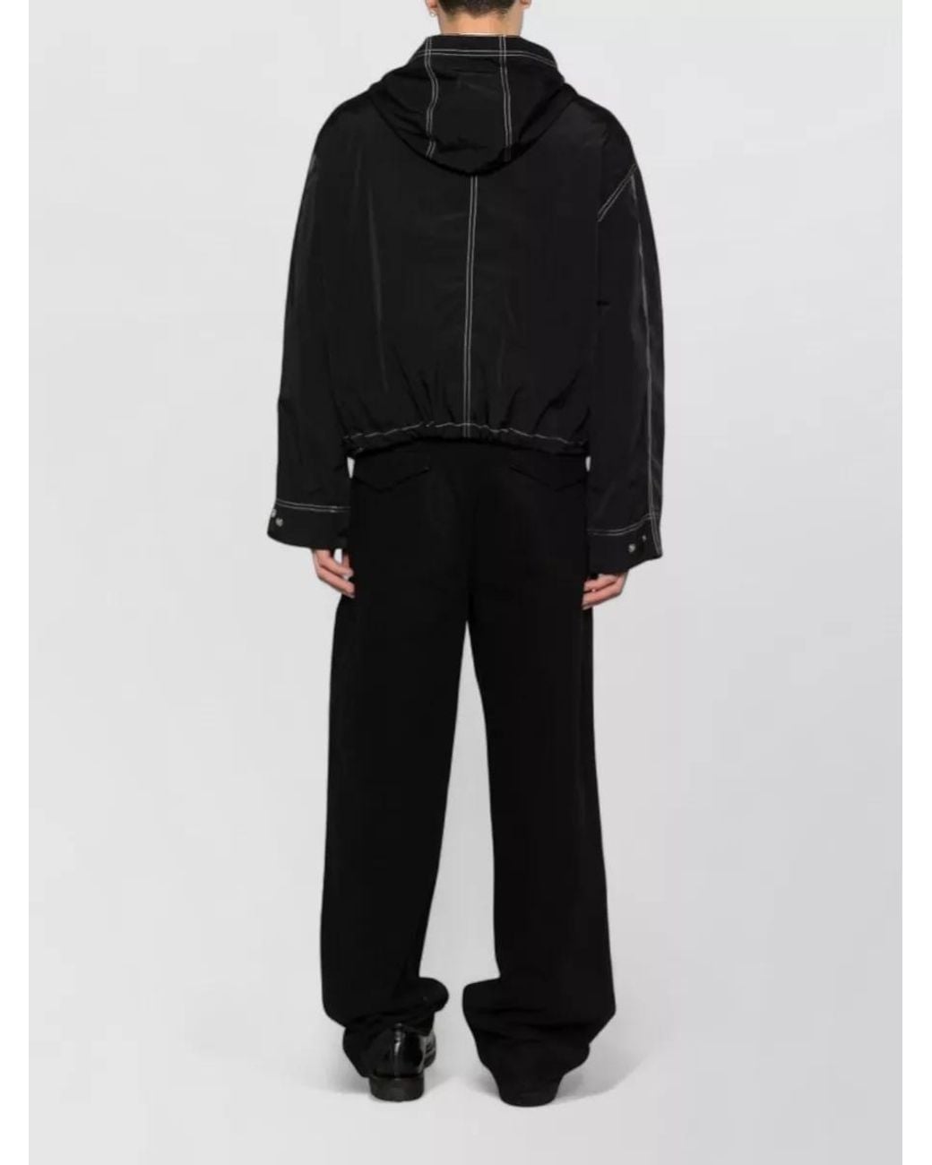 AMI Black Boxy Cropped Jacket With Zipper Closure for men