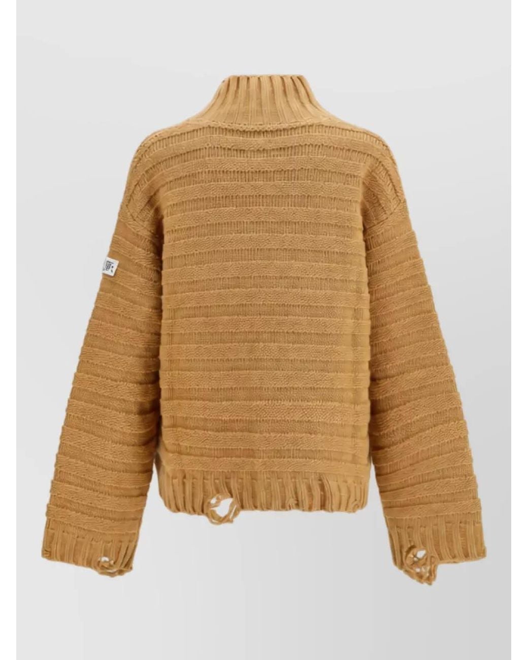 MM6 by Maison Margiela Natural Wool Distressed Ribbed Turtleneck Jumper for men