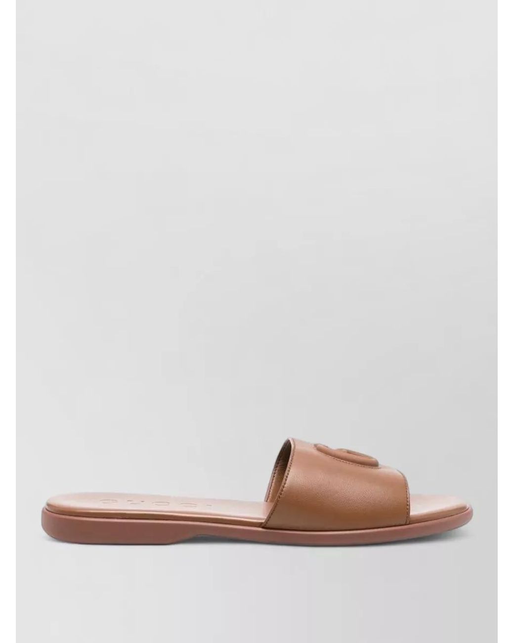 Gucci Brown Leather Flat Slides
