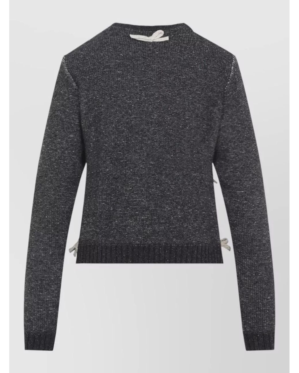 Moschino Gray Silk Wool Slim-Fit Crew-Neck Long-Sleeve Sweater