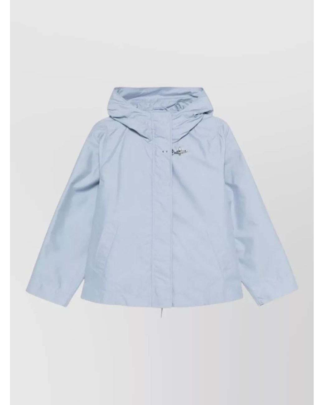 Fay Blue Hooded Parka Coat Drawstring Hem Pockets