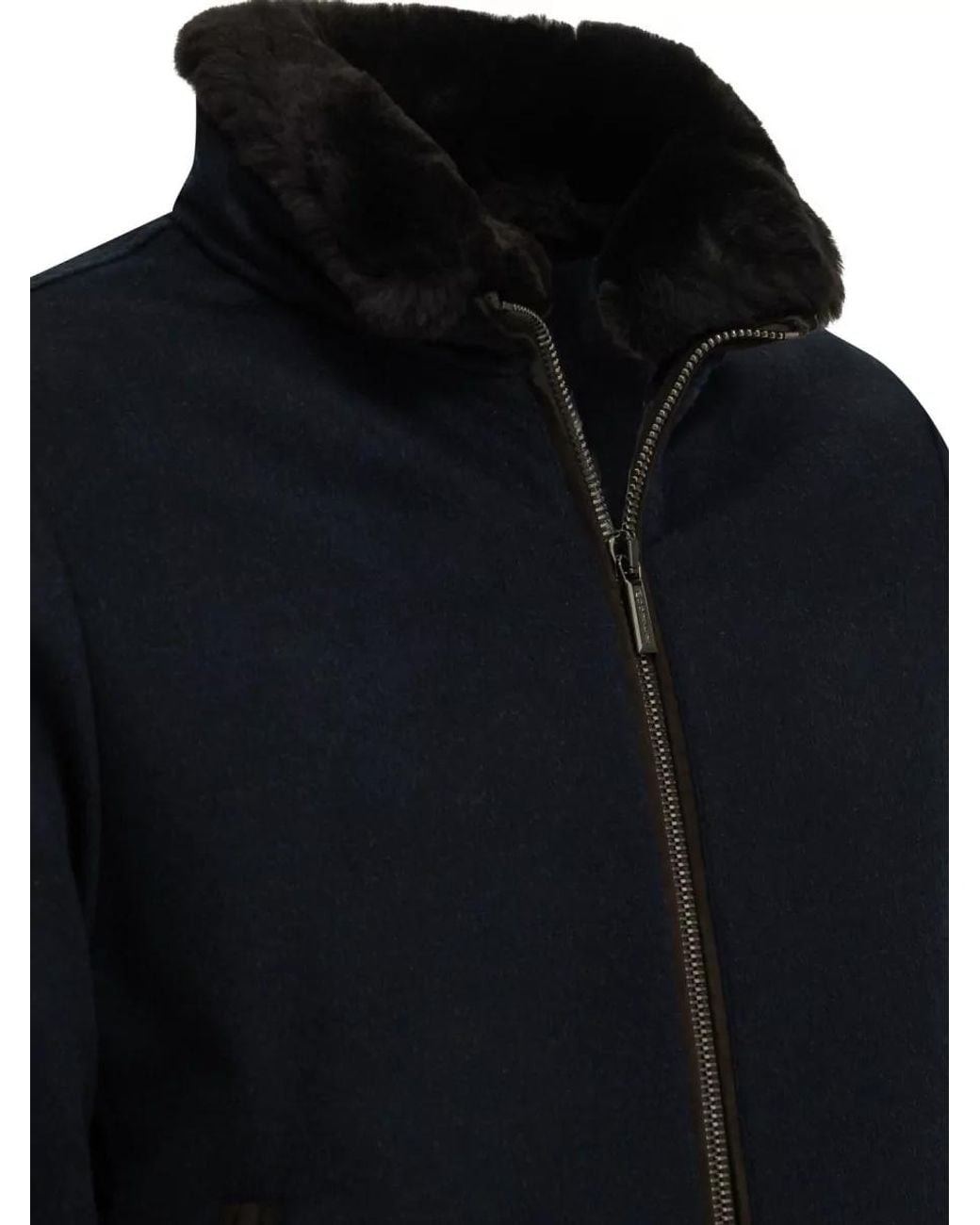 Moorer Blue Wool Cashmere Padded Bomber Jacket for men