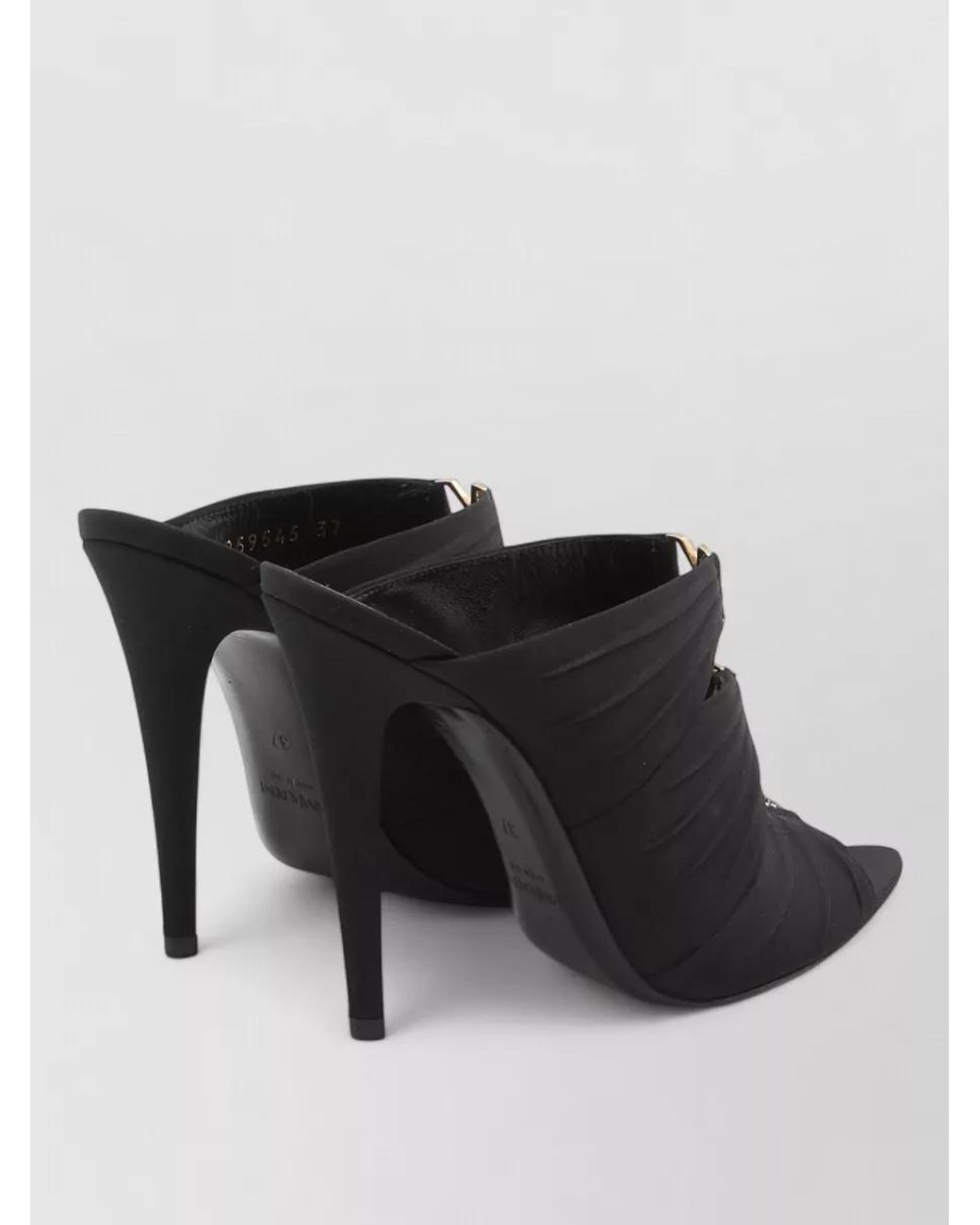 Saint Laurent Black Ruched Peep-Toe Mules