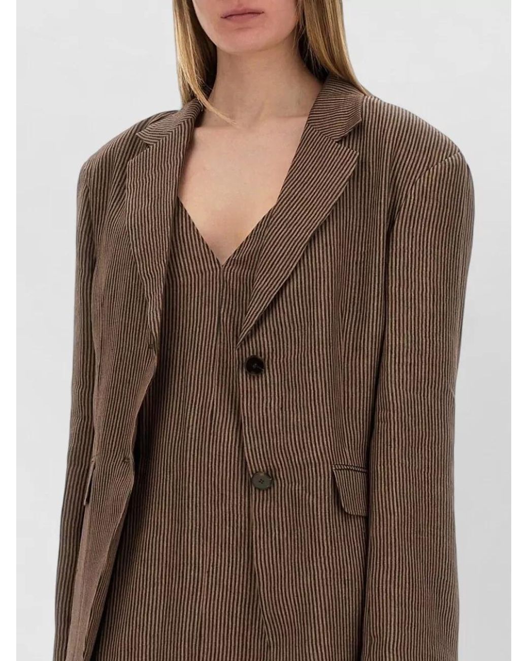 Alysi Brown Striped Blazer