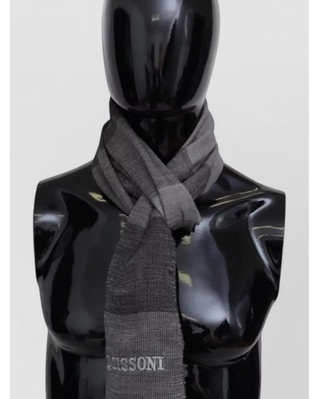 Missoni Black Striped Wool Scarf for men