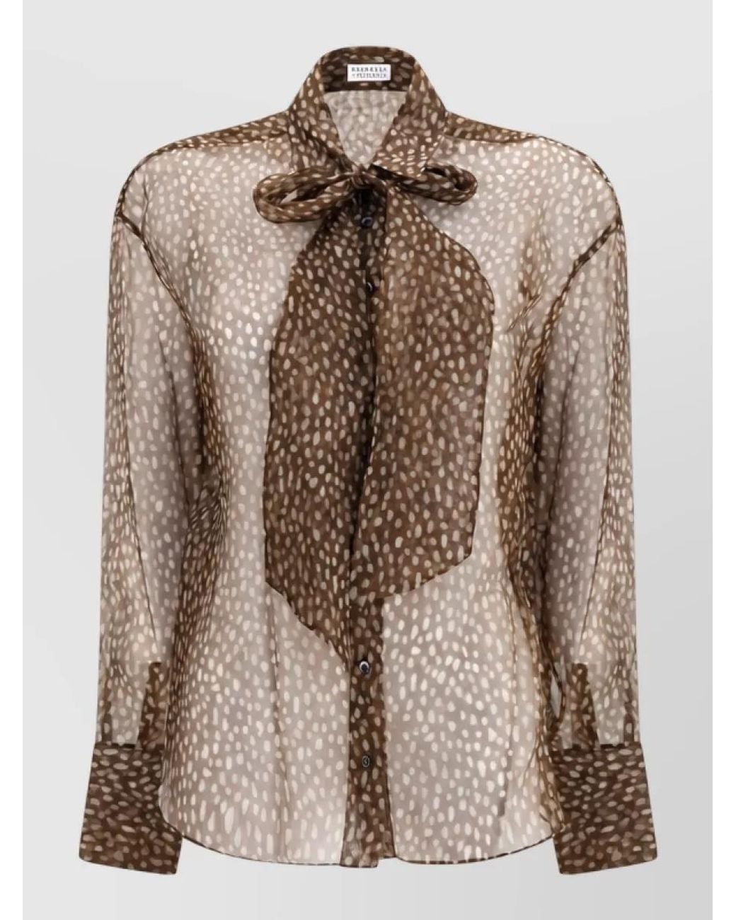 Brunello Cucinelli Brown Silk Pattern Blouse
