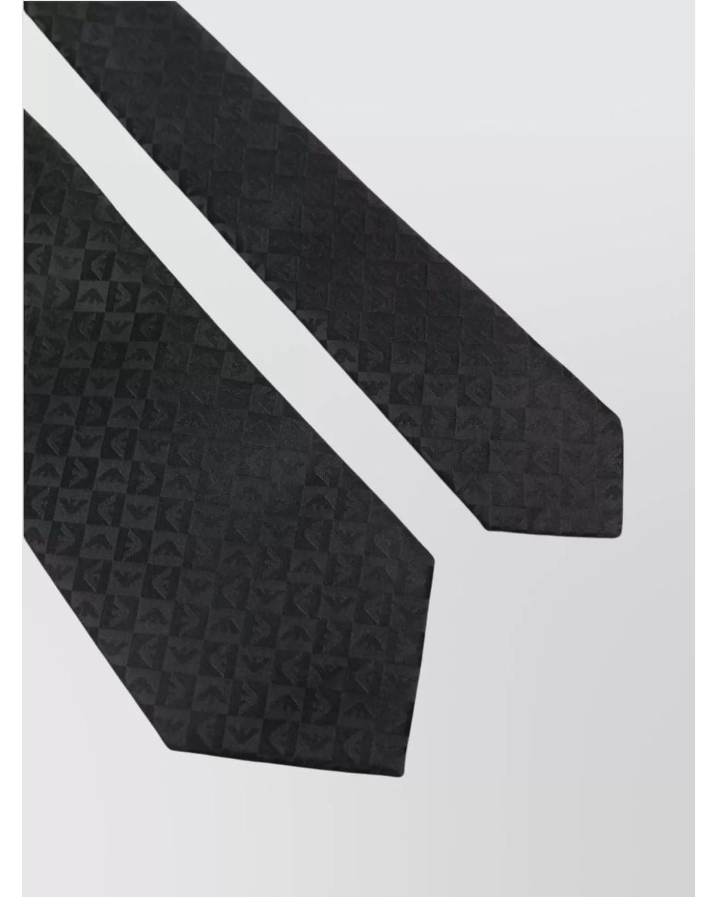 Emporio Armani White Silk Logo-Jacquard Tie for men