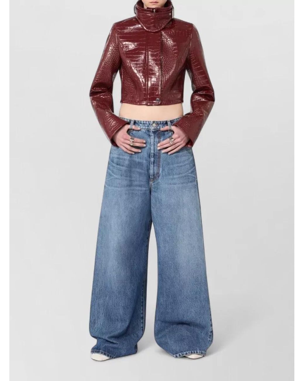 Sportmax Blue Denim Oversized Low-Rise Wide-Leg Jeans