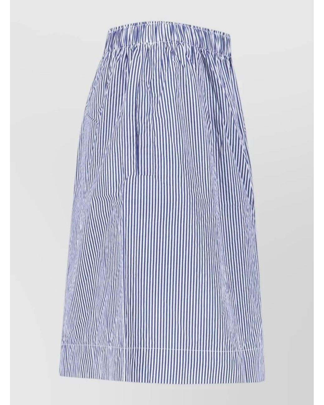 Daniela Gregis Blue Straight Shorts Side Pockets Striped Pattern