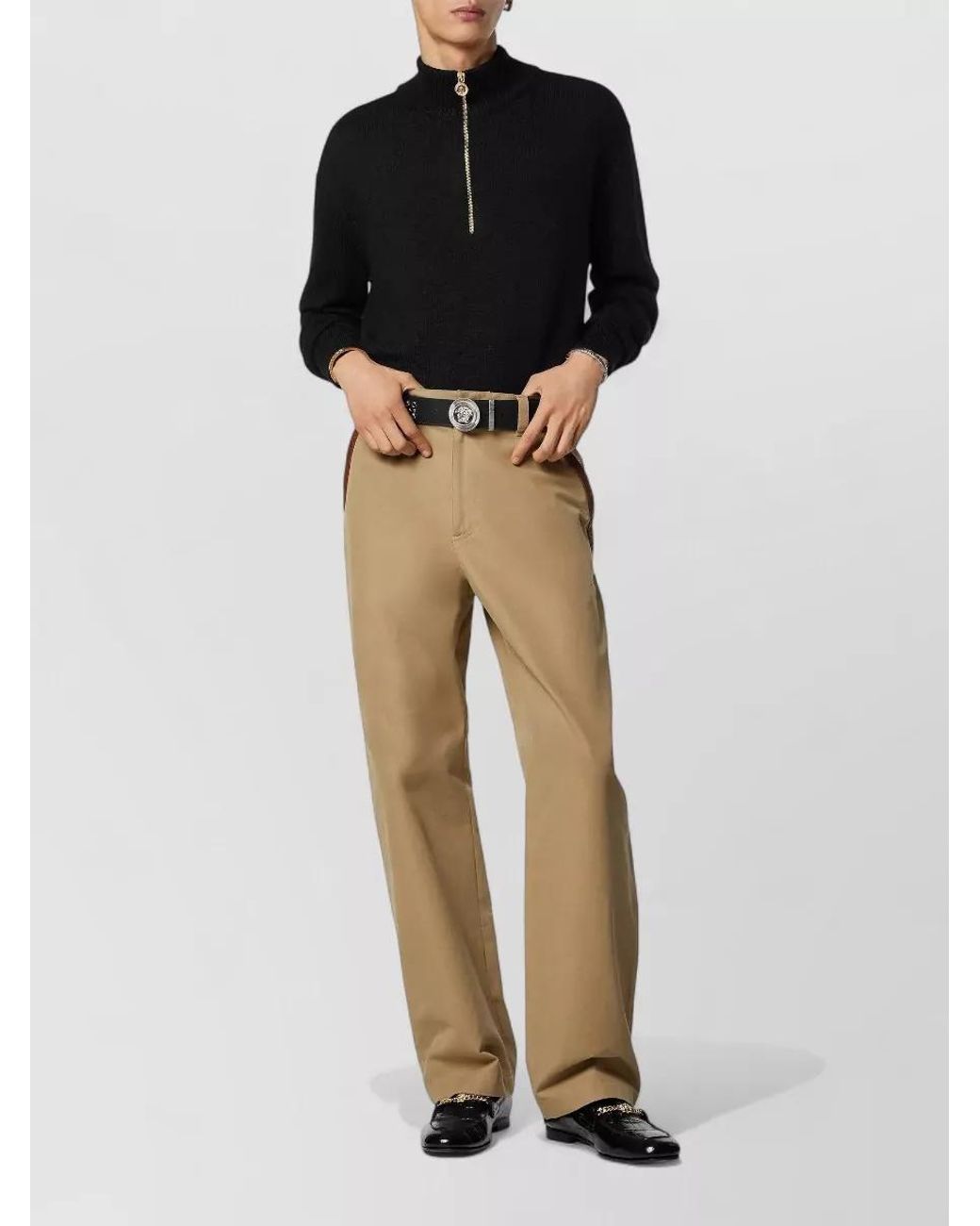 Versace Black Ribbed Half-Zip Knit Sweater for men