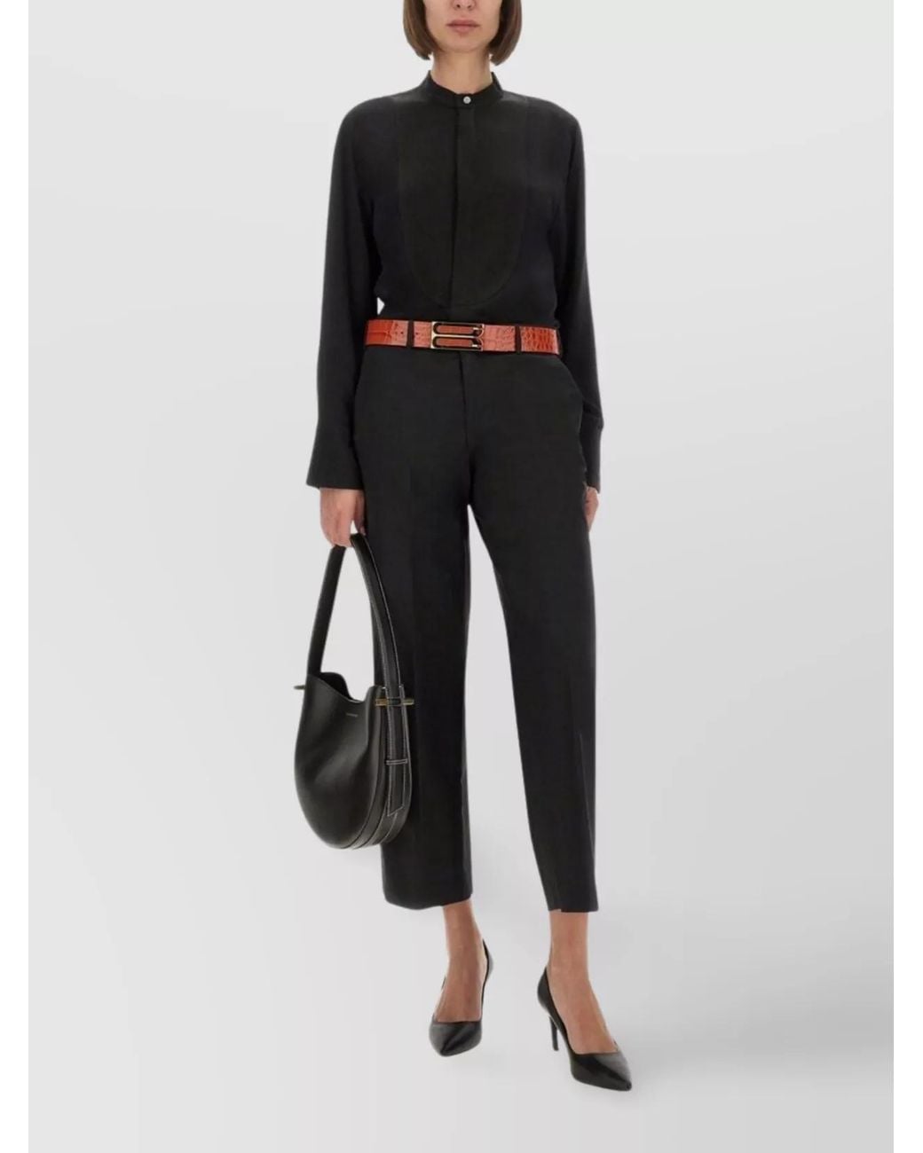 Victoria Beckham Black Silk Regular-Fit Shirt