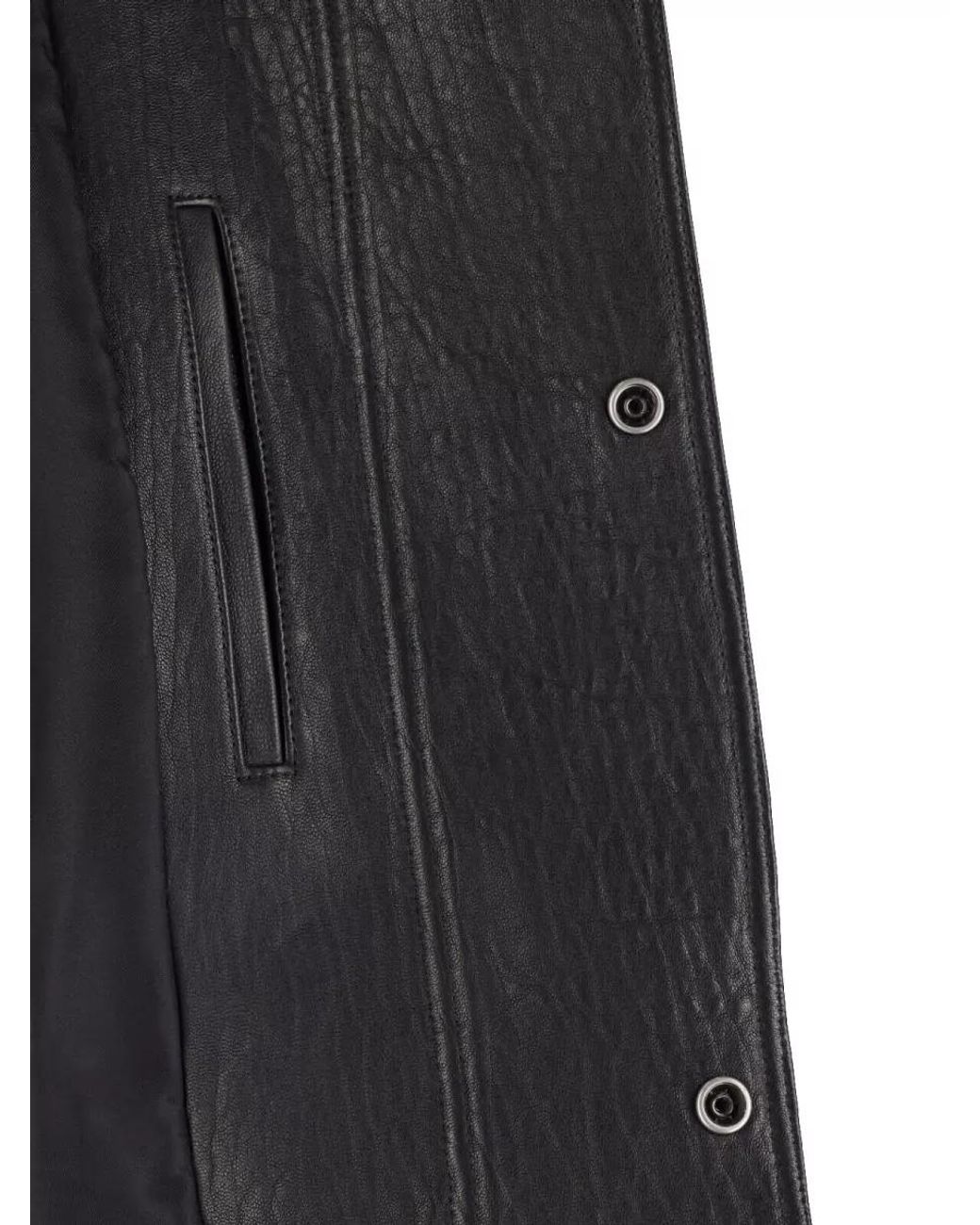 Saint Laurent Black Lamb Leather High-Neck Oversized Coat