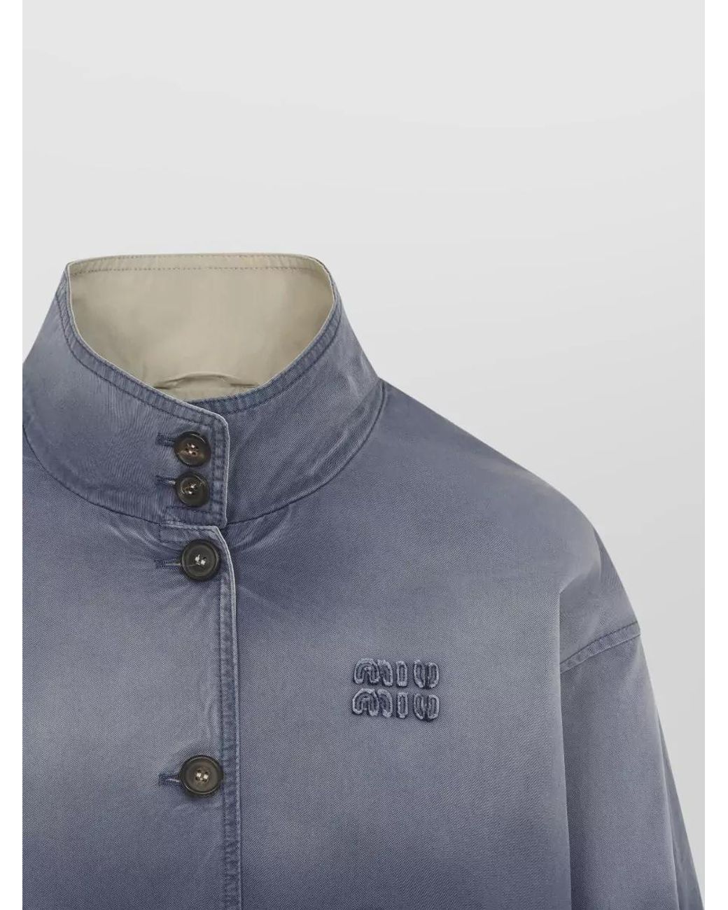 Miu Miu Blue Cotton Oversized Twill Jacket