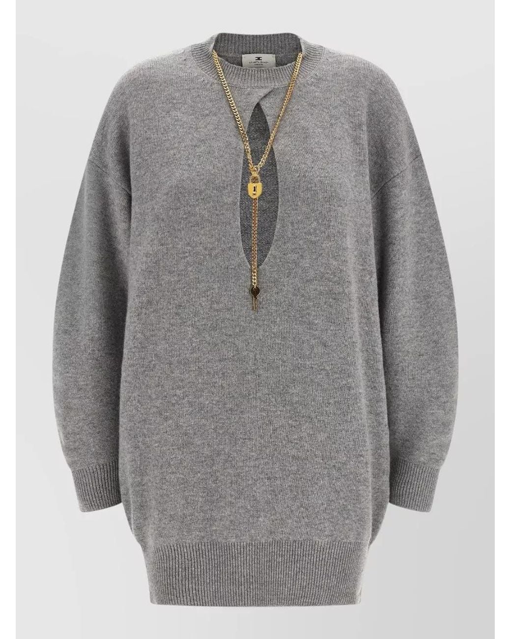 Elisabetta Franchi Gray Necklace Dress