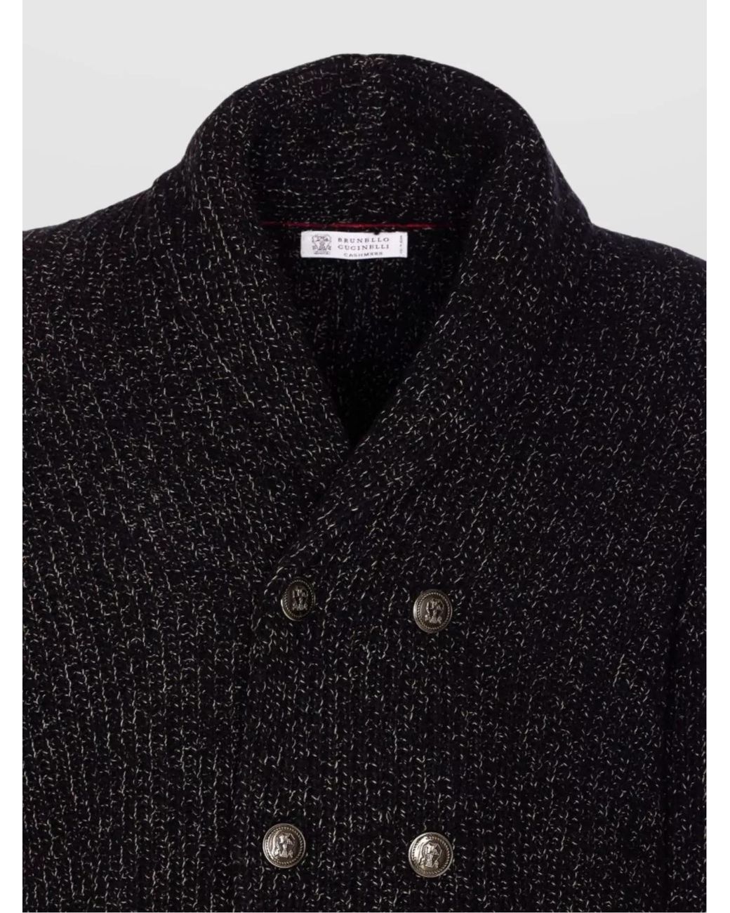 Brunello Cucinelli Blue Wool Silk Cashmere Double-Breasted Cardigan for men