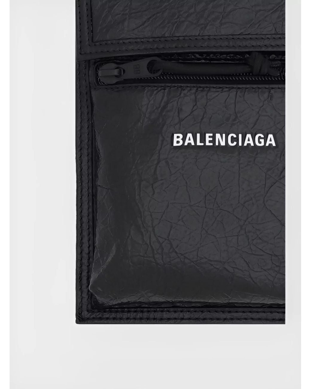 Balenciaga Black Leather Explorer Crossbody Bag for men