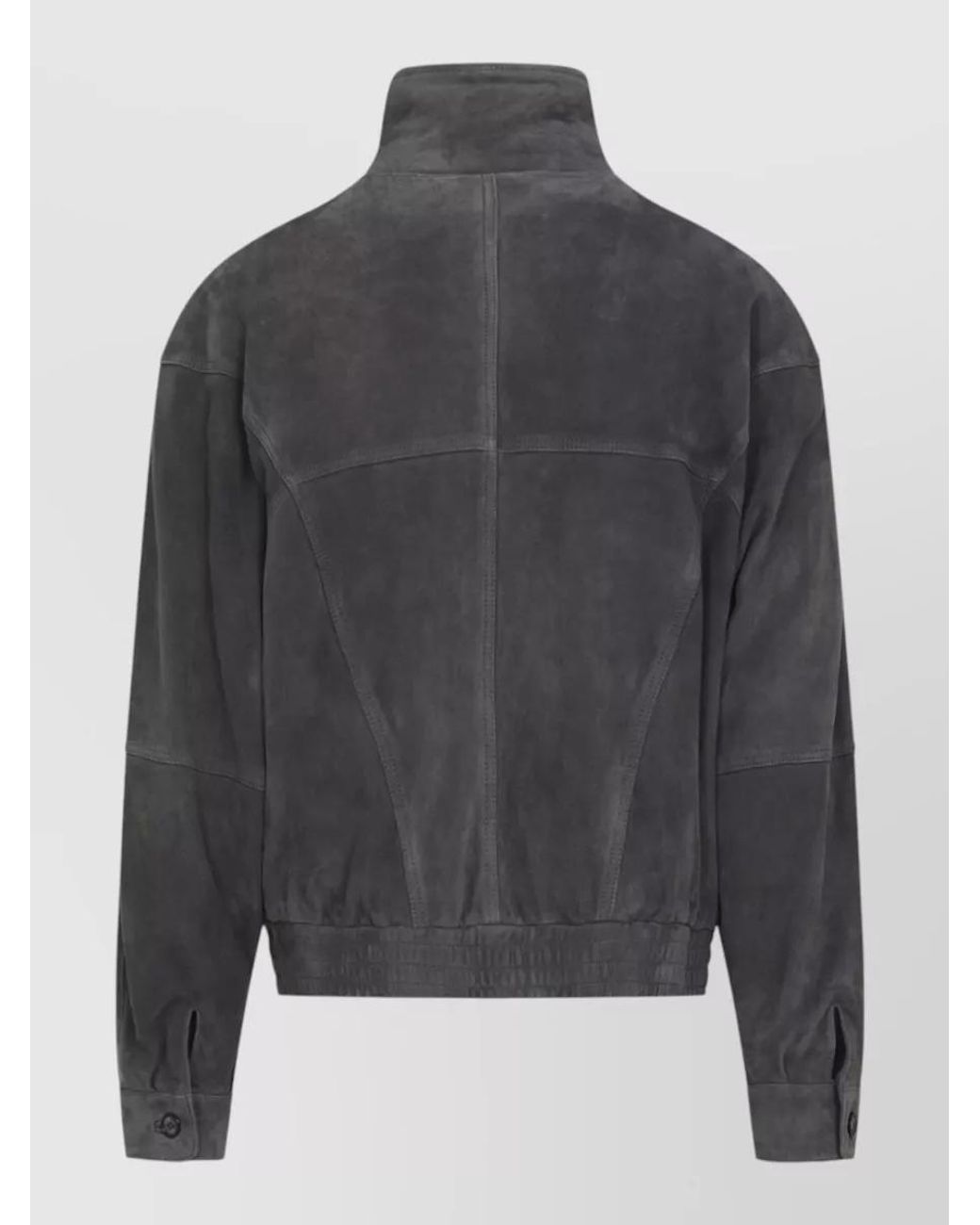 Giorgio Armani Gray Suede Leather High-Neck Long-Sleeve Blouson Jacket for men