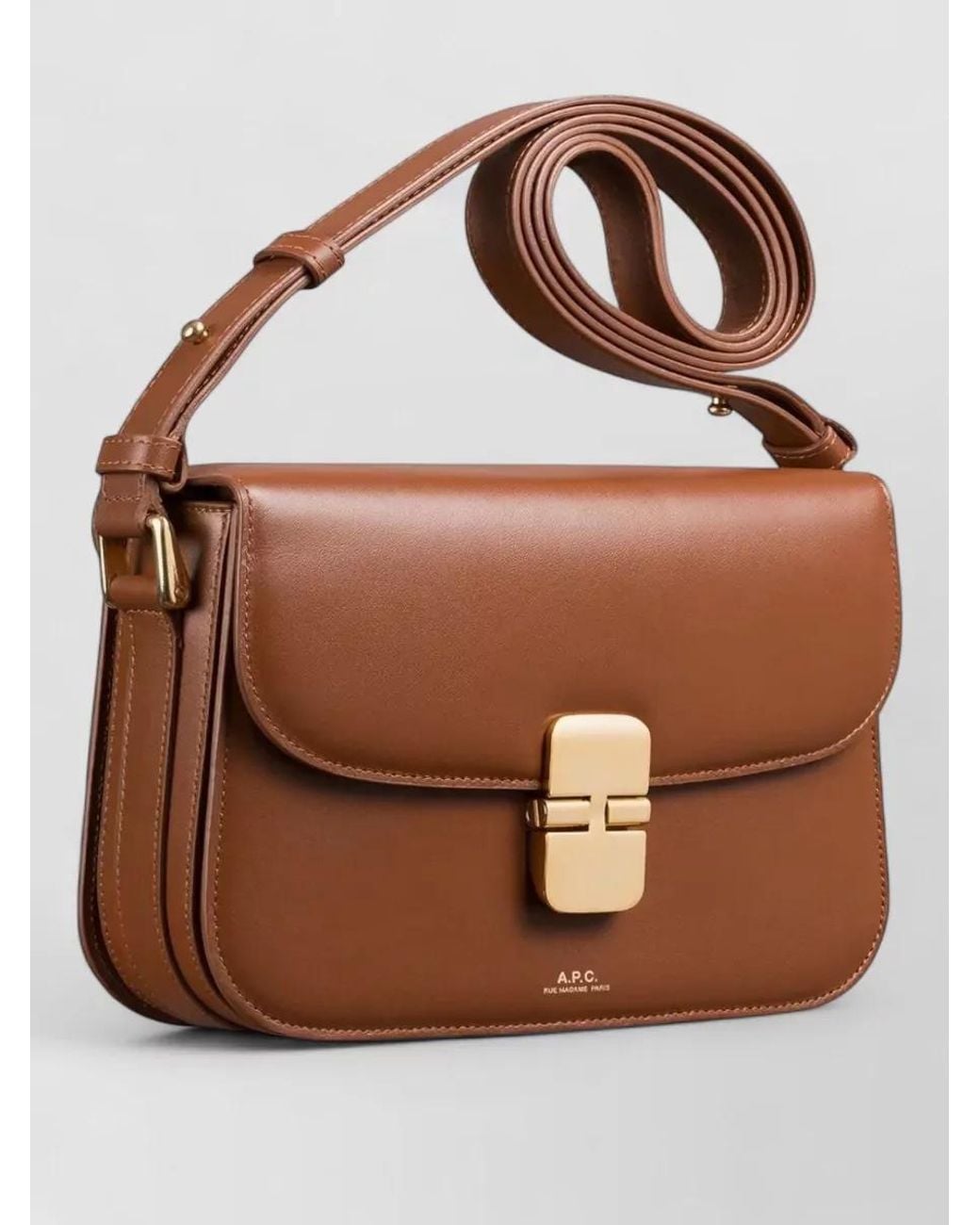 A.P.C. Brown Small Grace Leather Shoulder Bag