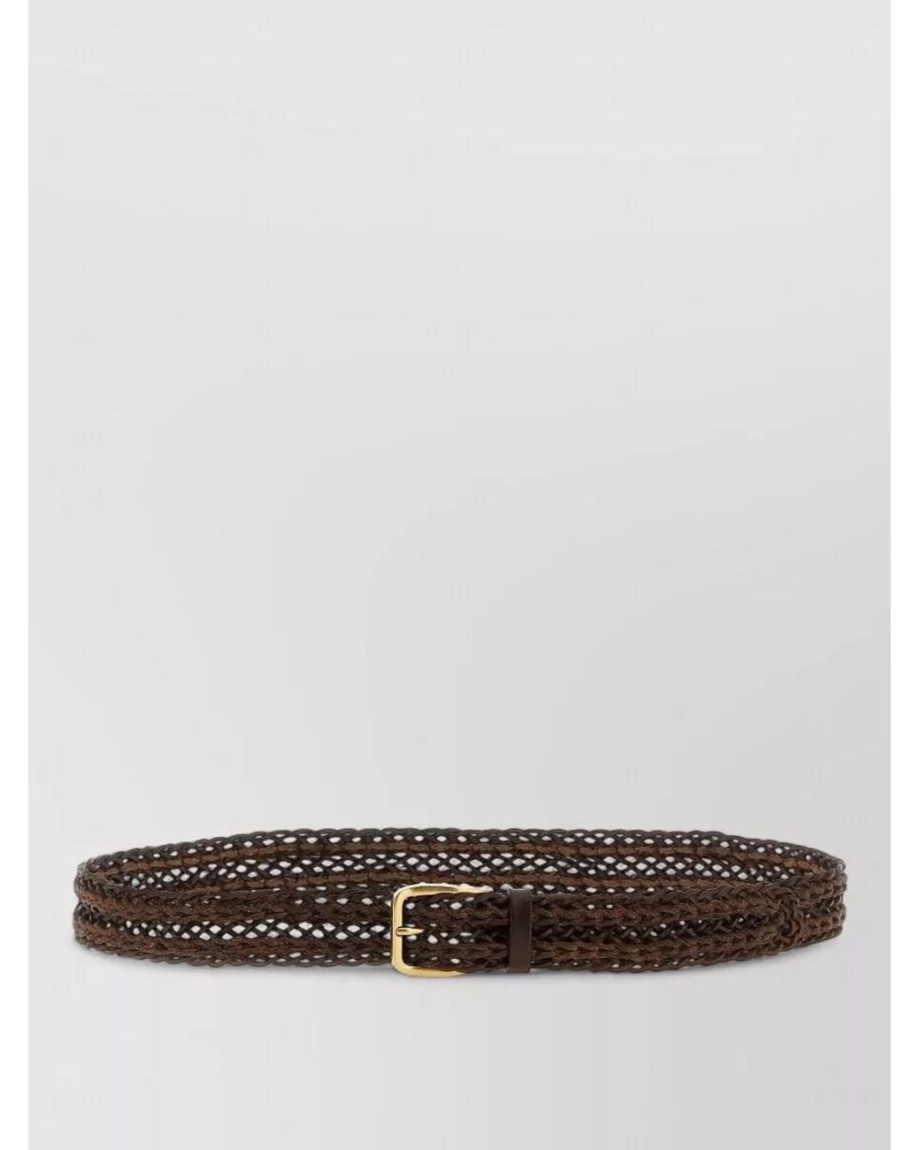 Brunello Cucinelli White Braided Leather Belt for men