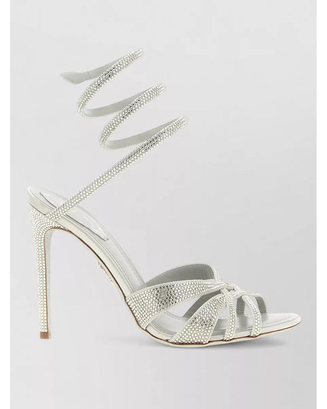 Rene Caovilla White Crystal-Embellished Satin Sandals