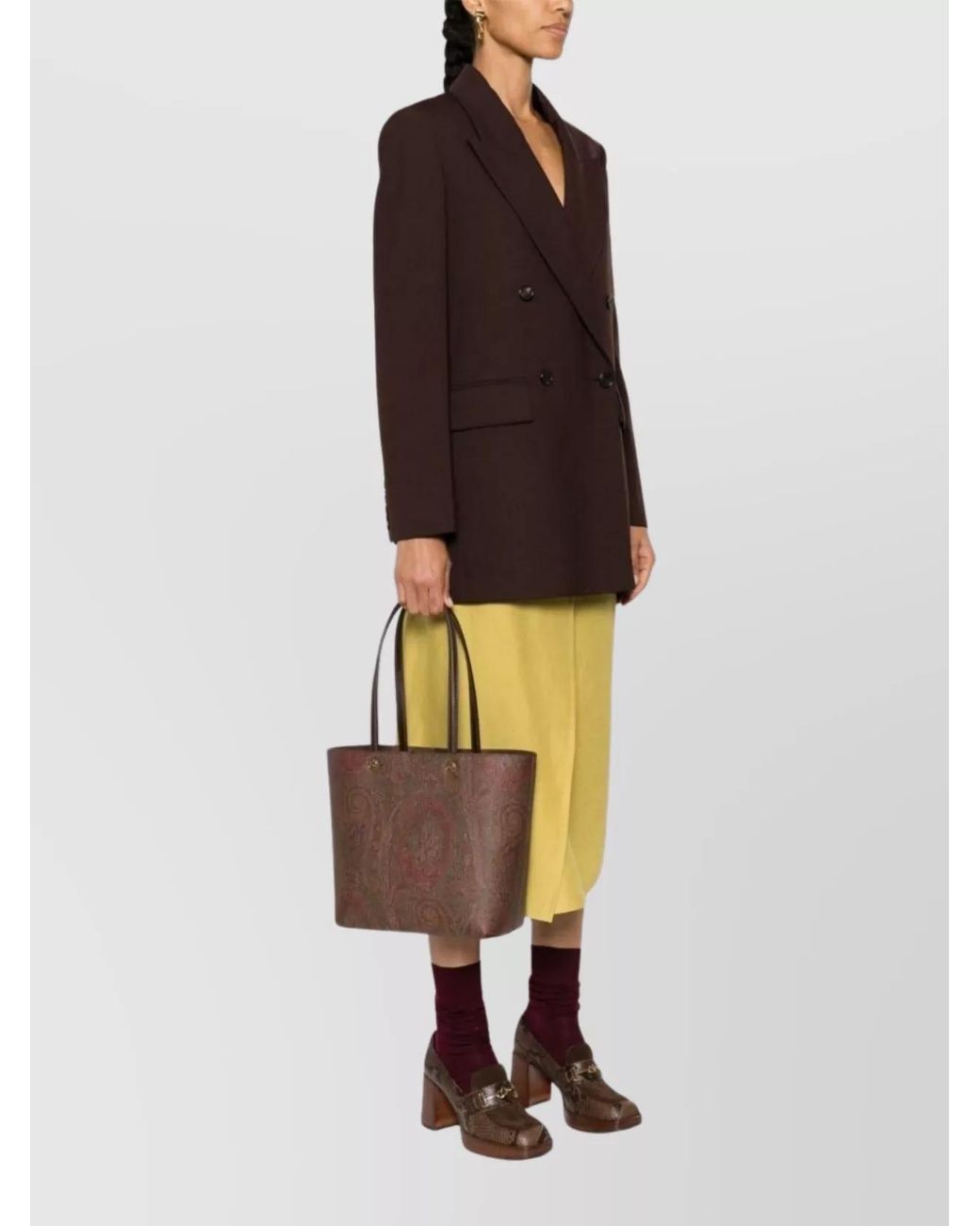 Etro Brown Essential Medium Jacquard Tote Bag