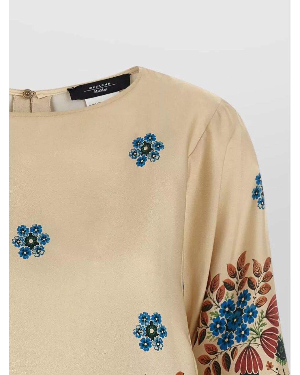 Weekend by Maxmara Natural Floral Blouse Lightweight Fabric Round Neck