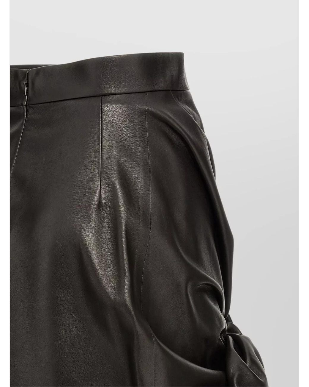 McQueen Black Leather Asymmetric Mini Skirt
