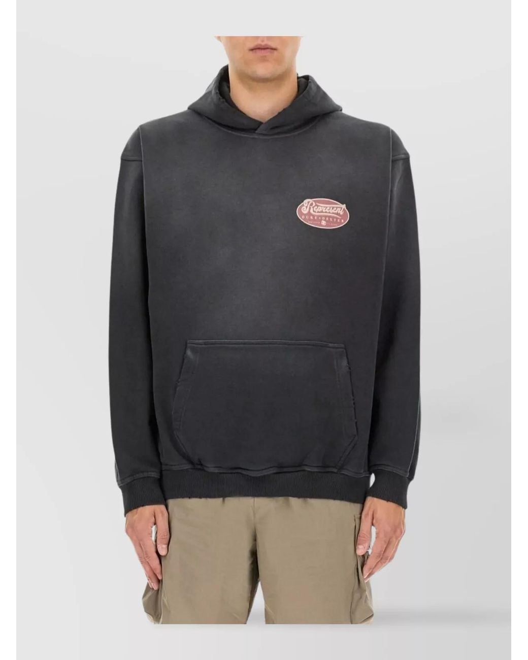Represent Gray Cotton Regular-Fit Hoodie for men