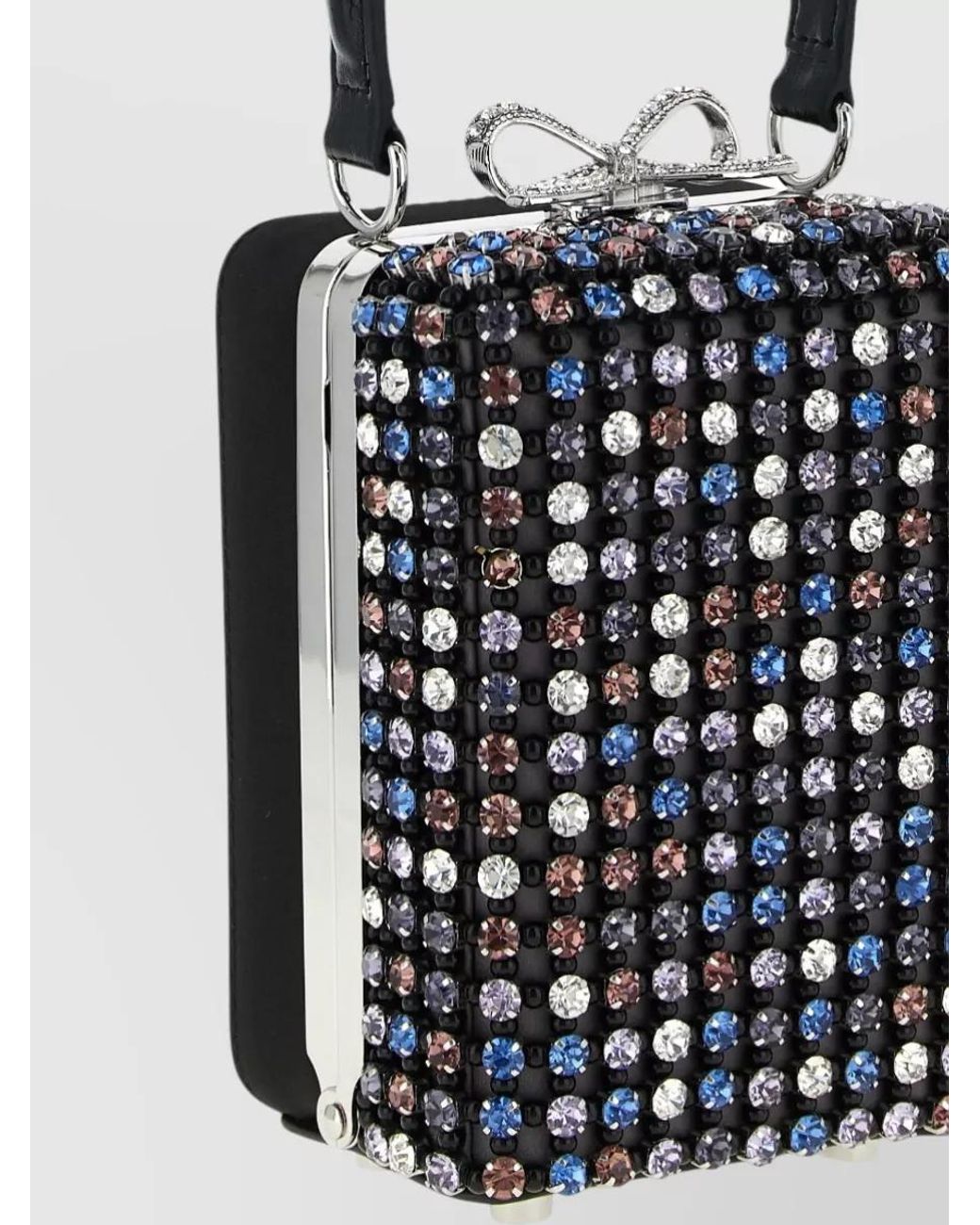 Self-Portrait White The Bow Crystal-Embellished Clutch Bag