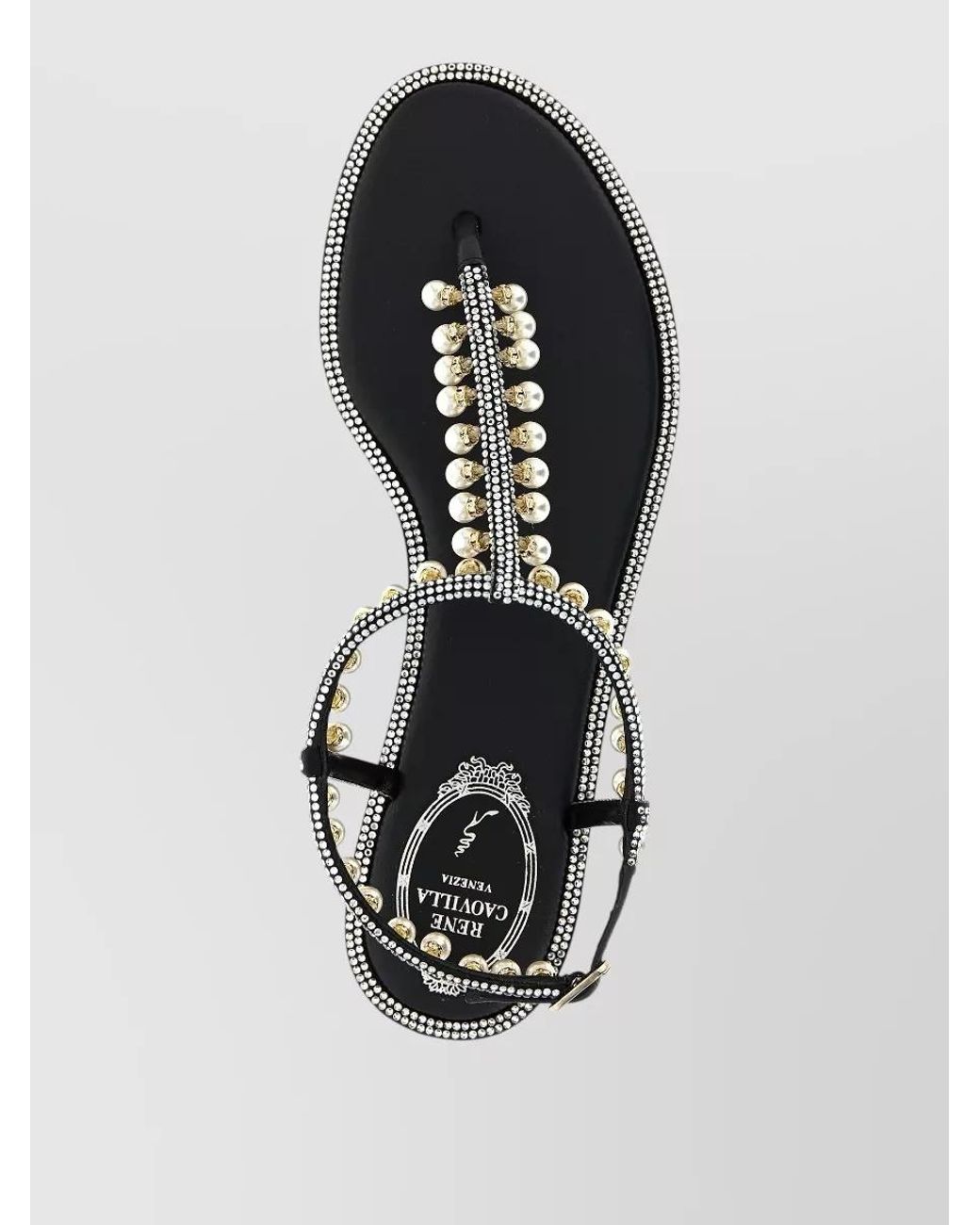 Rene Caovilla Multicolor Silk Satin Crystal Embellished Flat Sandals