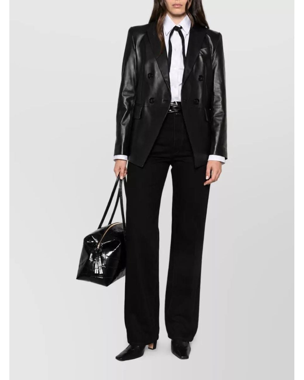 Emporio Armani Black Lamb Leather Blazer Jacket
