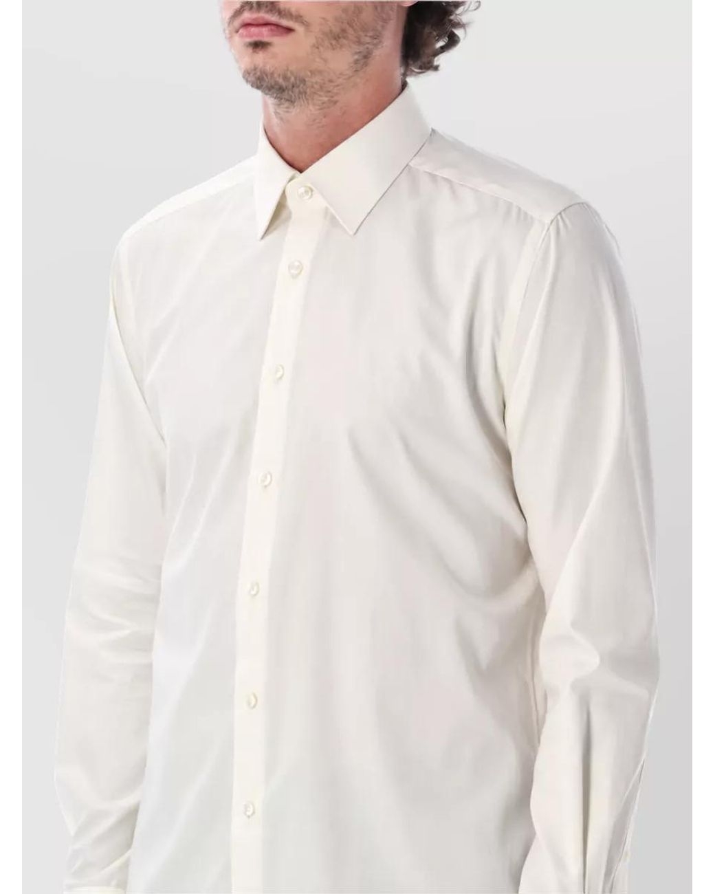 Xacus White Cotton Tailored Long-Sleeve Shirt for men