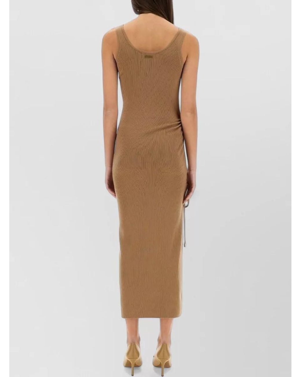 Michael Kors Brown Merino Wool Slim-Fit Maxi Dress