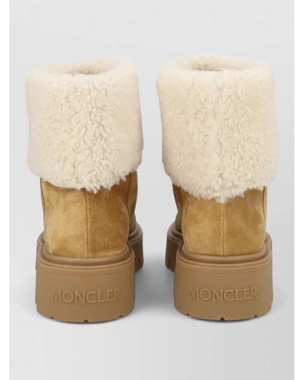 Moncler Natural Leather Shearling Ankle Boots