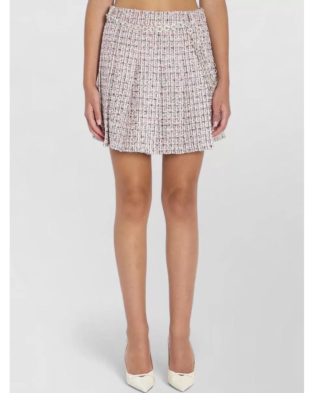 Self-Portrait Multicolor Pleated Mini Skirt