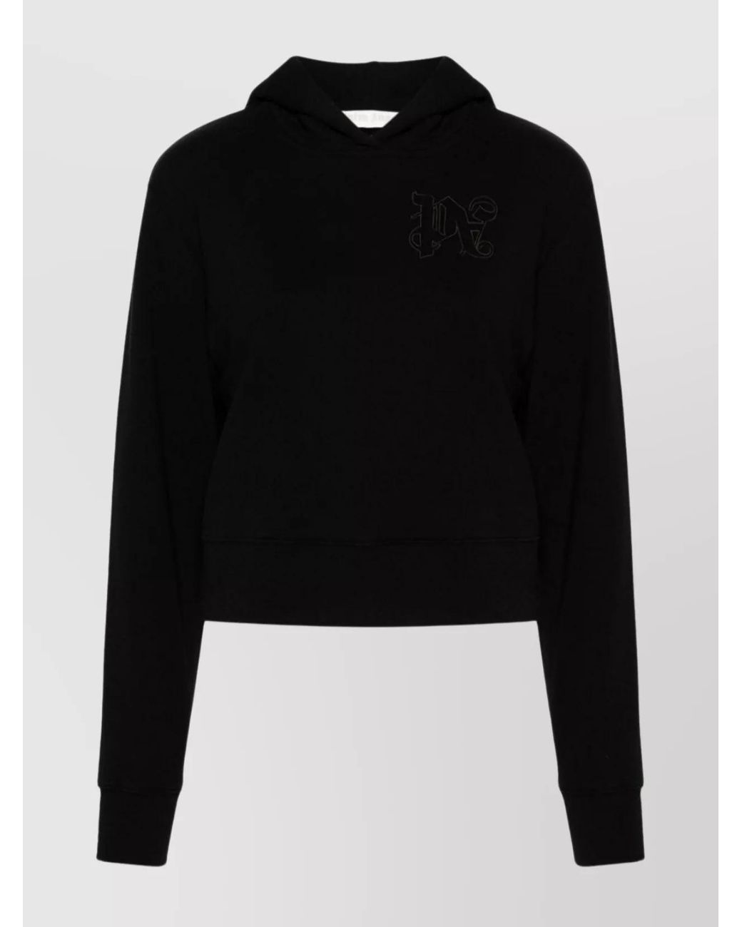 Palm Angels Black Organic Cotton Cropped Hoodie