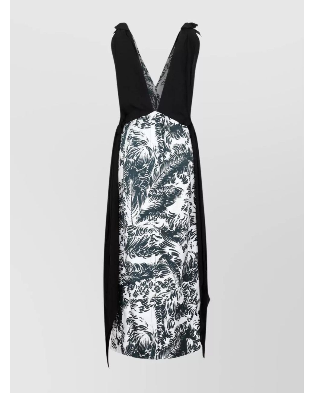 Bottega Veneta White Silk Printed Sleeveless V-Neck Maxi Dress