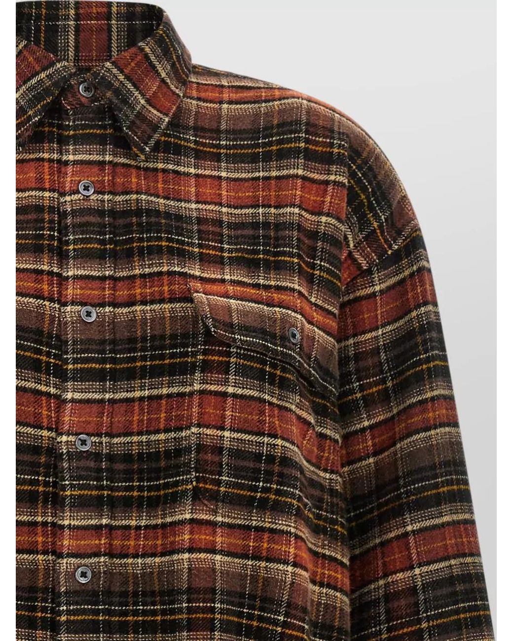 R13 Brown Cotton Oversized Checked Shirt