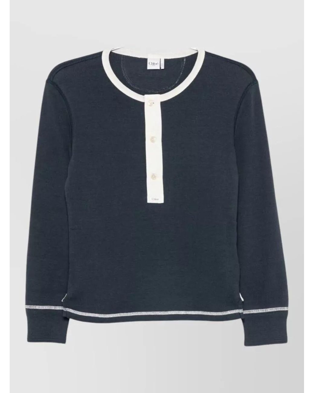 Chloé Blue Cotton Crew-Neck Cardigan