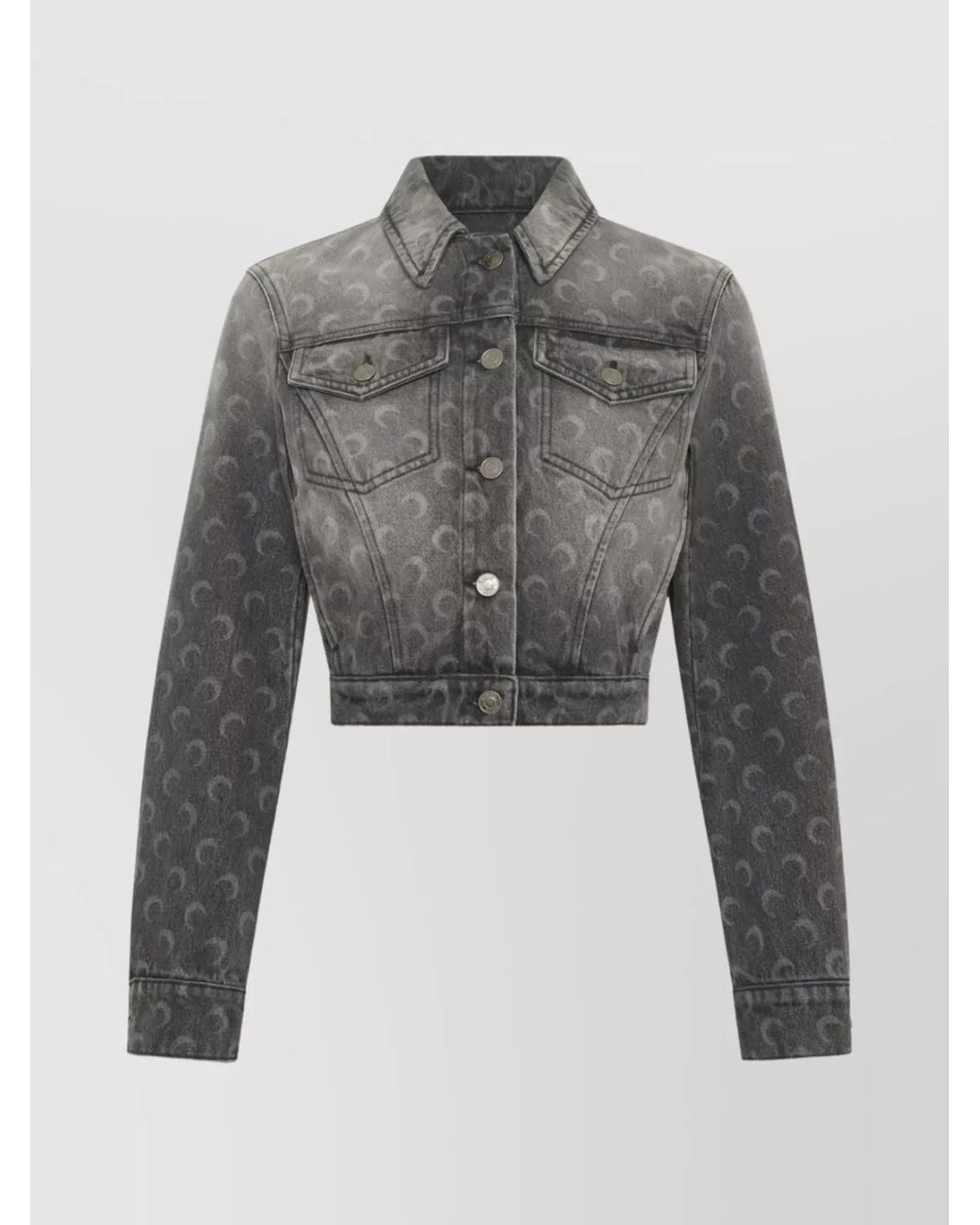 MARINE SERRE Gray Denim Cropped Jacket