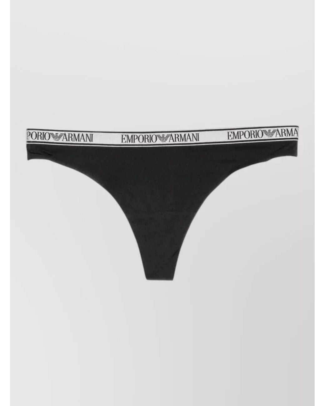 Emporio Armani Black Cotton High-Cut Thong Briefs