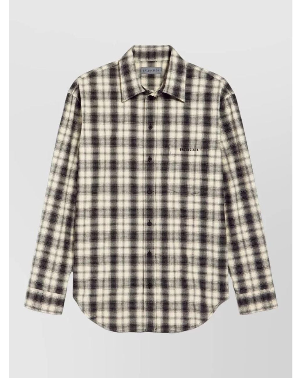 Balenciaga White Checked Flannel Shirt for men