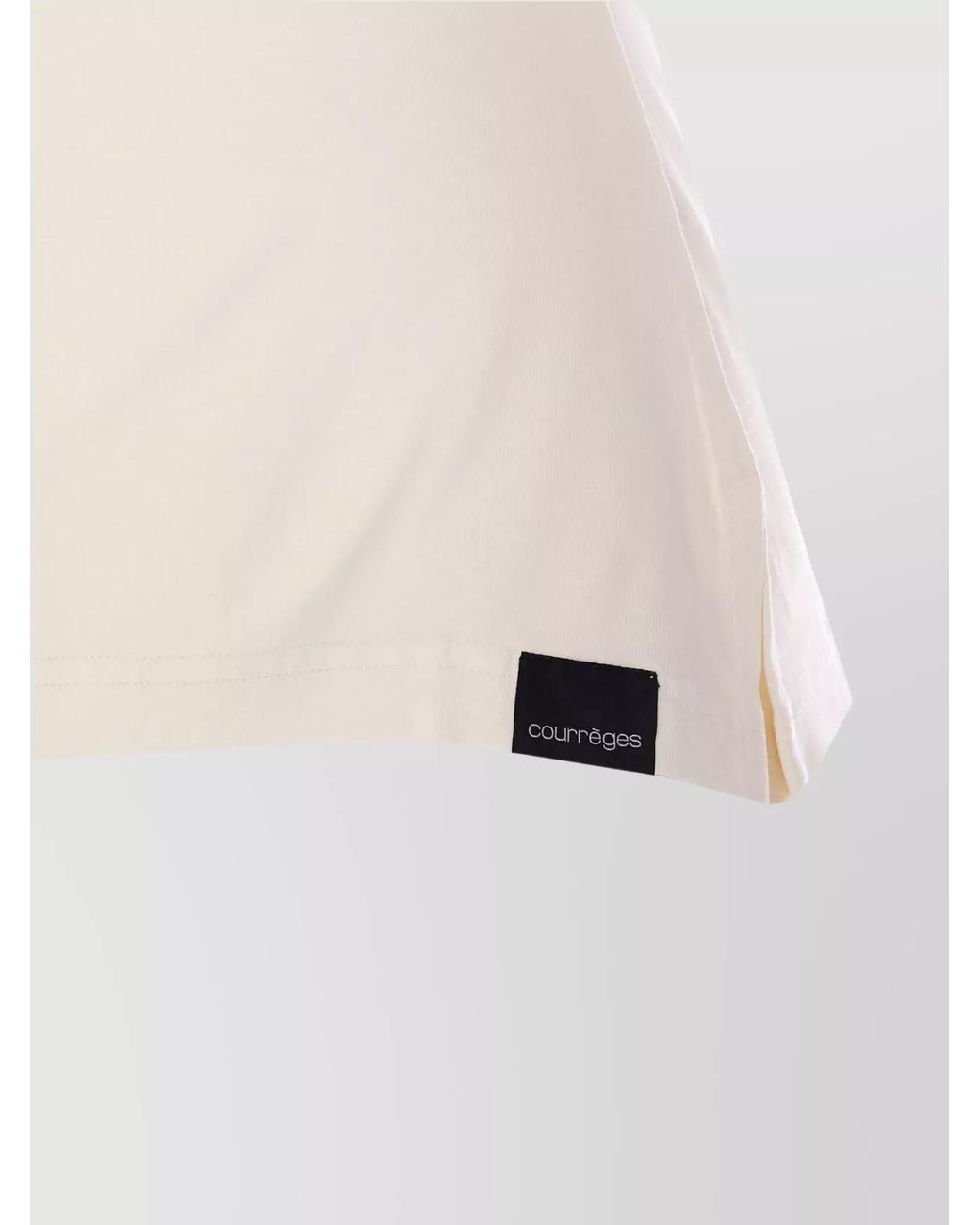 Courreges Natural Cotton Fitted Appliqué T-Shirt
