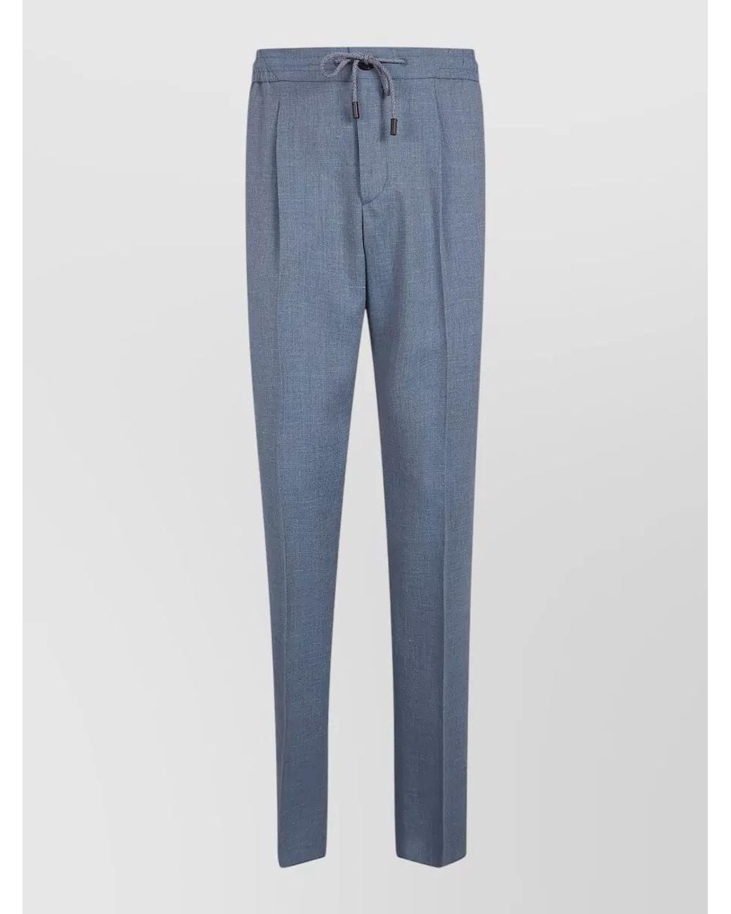 Incotex Blue Linen-Silk Straight-Leg Trousers for men