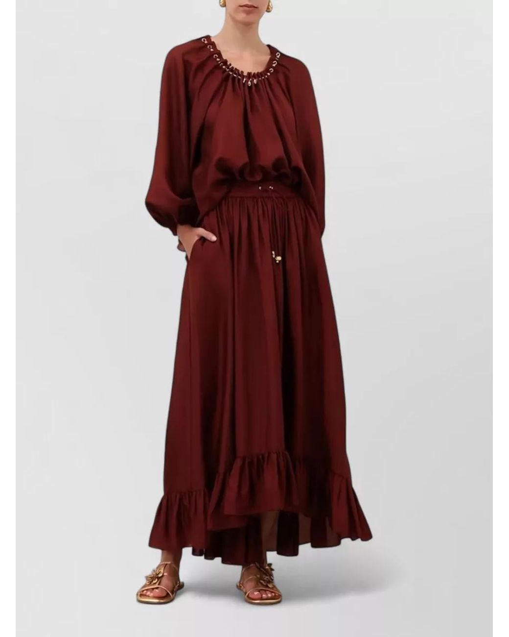 Zimmermann Silk Gathered Asymmetric Ruffled Maxi Skirt