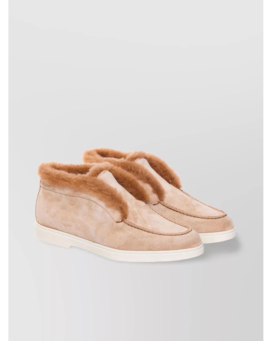 Santoni Pink Suede Leather Loafers