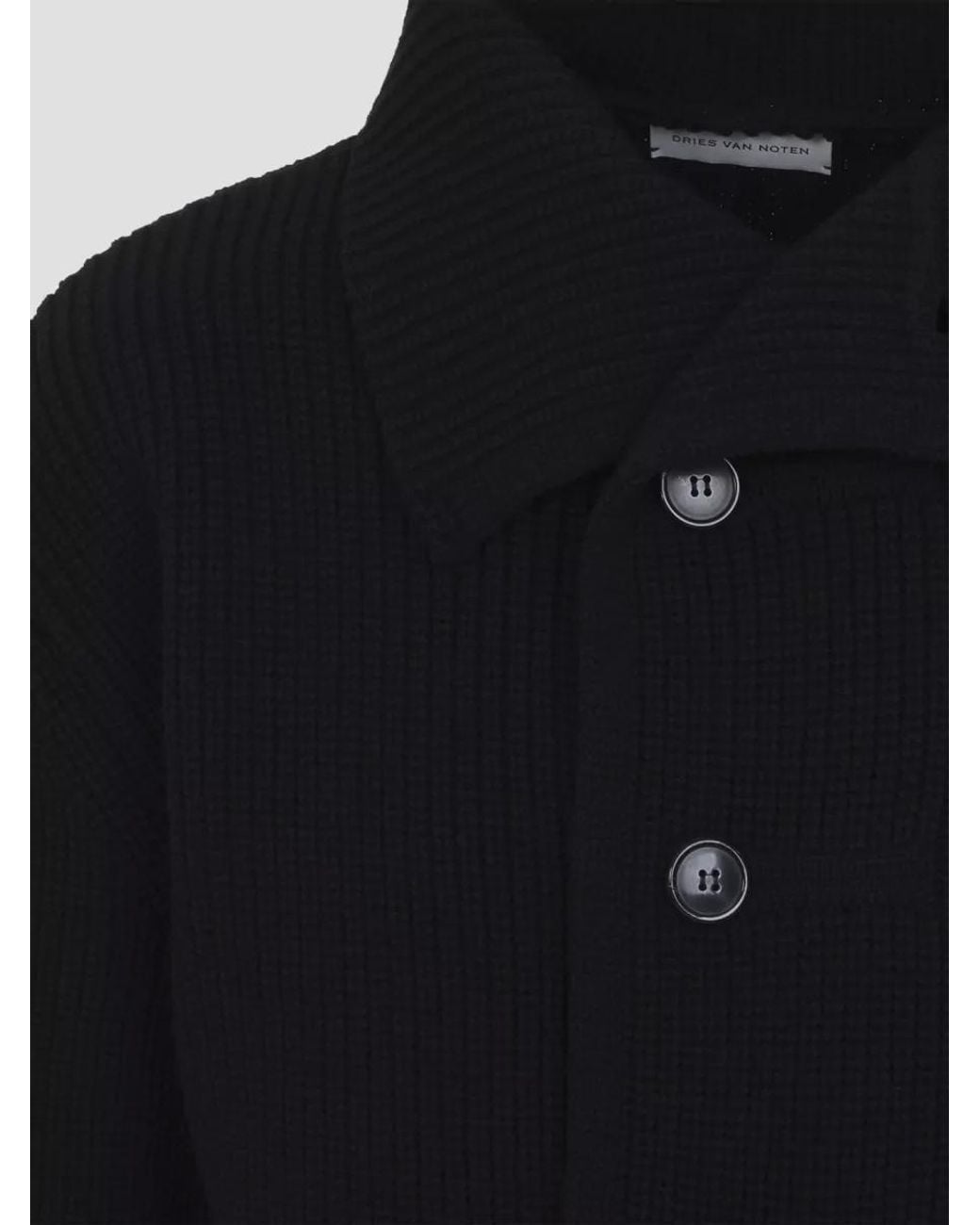 Dries Van Noten Blue Wool Ribbed Asymmetric Cardigan for men