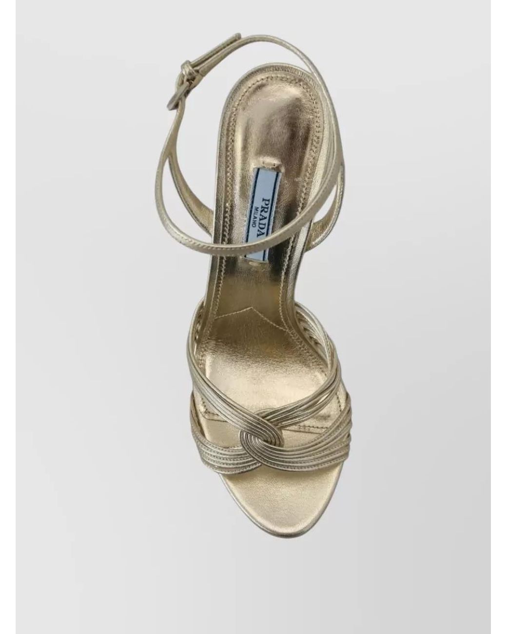 Prada Natural Leather Ankle-Strap Heeled Sandals